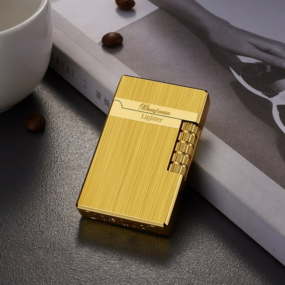 RuiHua Langsheng Steel Tone Lighter Inflatable Open Flame Metal Grinding Wheel Sideslip Lighter Men's Gift To Boyfriend Butane Torch Lighter