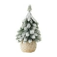 thumbnail image 1 of RuiJiao 10 Inch Mini Flocked Snow Cedar Christmas Tree PVC Tabletop Decor for Desk Mantel and Shelf, 1 of 8