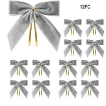 RuiJiao 12Pcs Velvet Christmas Bows Decor Set, Elegant Wreath and Tree Decoration with Metal Wire, 3.5 Inch Festive Holiday Party Decorations for Xmas Gifts, Home, Wreaths (12 Bows)
