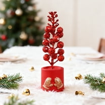 RuiJiao 13 Head Fruit Branch Christmas Ornament Plastic Craft in Green Red Gold Silver for Tabletop Home Holiday Decoration