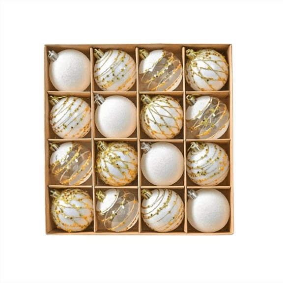 RuiJiao 16Pcs 6cm Christmas Ball Ornament Set, Plastic Painted Pearl-like Finish Hanging Decorations for Holiday Tree, Festive Home Decor