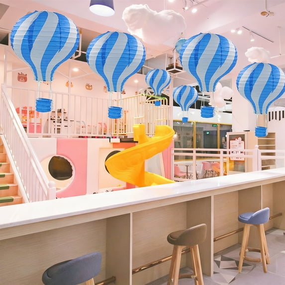 RuiJiao 18in Colorful Paper Hot Air Balloon Lanterns, Hanging Party Decor for Birthdays, Weddings, Christmas, Easy Install Home and Event Decoration Gift