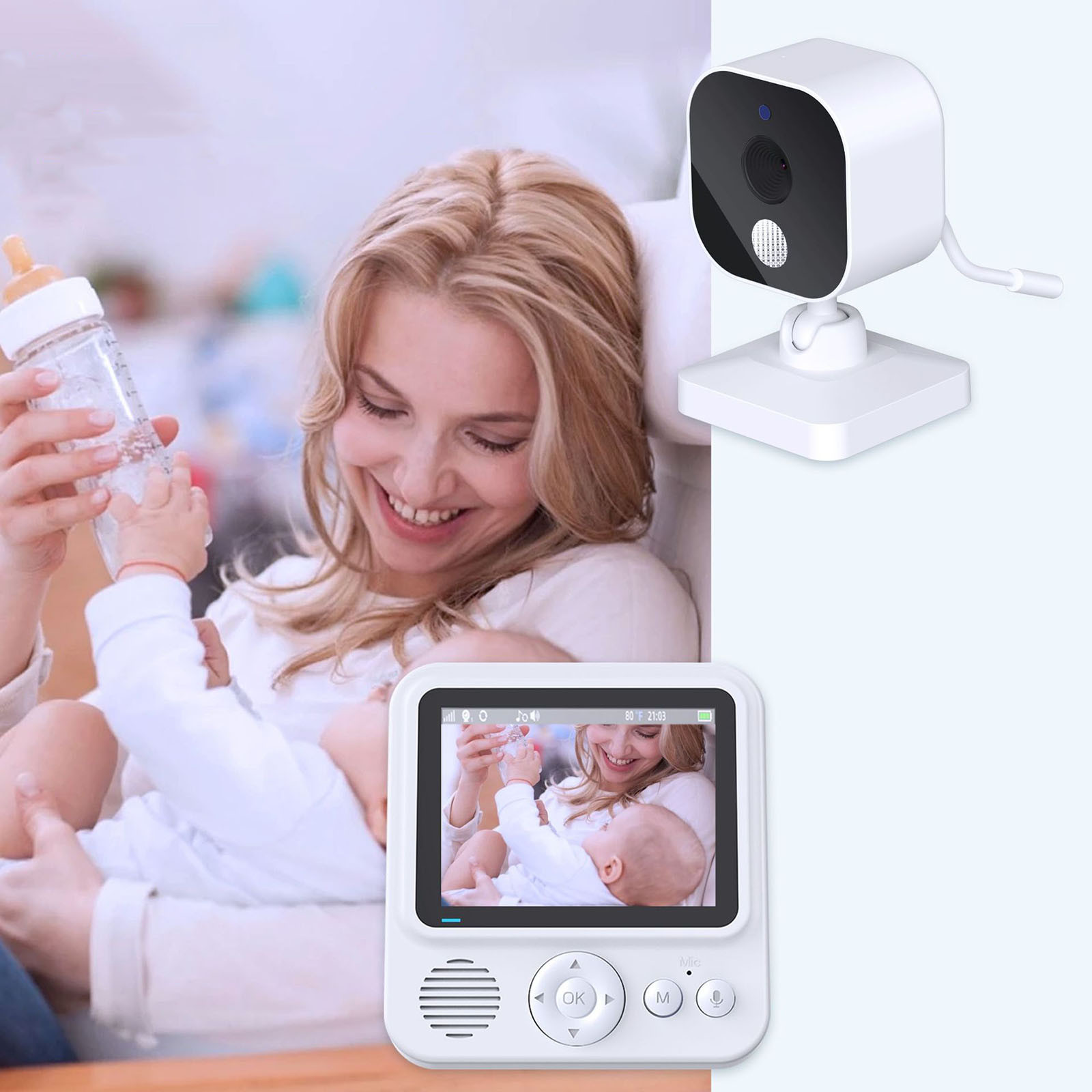 RuiJiao 2.8-inch Baby Monitor 720P HD with Two-Way Audio and Night Vision, Portable Nursery Camera, FHSS Wireless Security, 10H Battery Life for Infant Home Monitoring