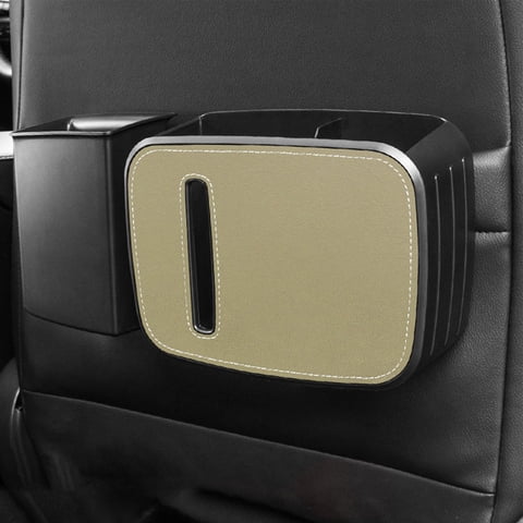 RuiJiao 2-in-1 Car Trash Can, Garbage Bag for Car with Removable Leakproof Interior Liner, Adjustable Tissue Holder and Straps