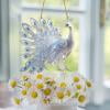 RuiJiao 20x20cm Acrylic Peacock Hanging Ornament - Double-Sided Silk-Screened Flat Pendant for Home Christmas Tree Car Decor