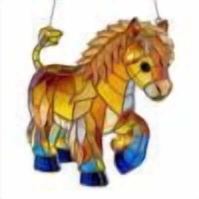 RuiJiao 2D Acrylic Horse Suncatcher Window Decor with Chain, 20cm Stained Glass Style Light Filtering Hanging Ornament for Indoor Outdoor Decoration in Vibrant Colors