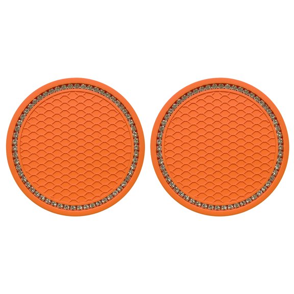 RuiJiao 2pcs Non-Slip Car Water Cup Pad Crystal Rhinestone Rubber Mat Compatible Bottle Coaster Auto Interior Anti-Skid Cup s