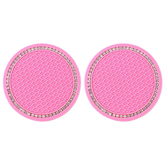 RuiJiao 2pcs Non-Slip Car Water Cup Pad Crystal Rhinestone Rubber Mat Compatible Bottle Coaster Auto Interior Anti-Skid Cup s