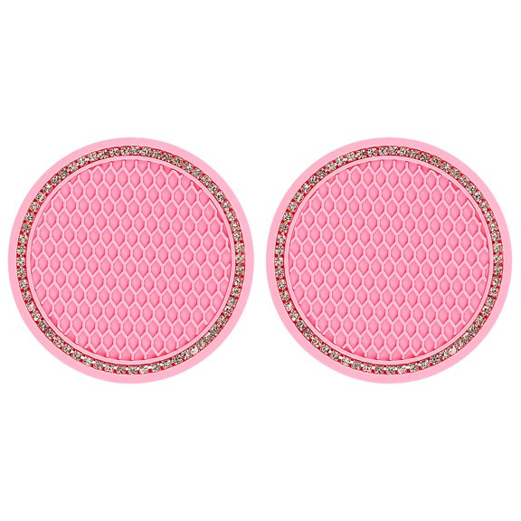 RuiJiao 2pcs Non-Slip Car Water Cup Pad Crystal Rhinestone Rubber Mat Compatible Bottle Coaster Auto Interior Anti-Skid Cup s