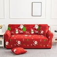 thumbnail image 1 of RuiJiao 3-Seater Elastic Sofa Cover 195-230cm, Stretchable Milk Silk Print Sofa Protector, Christmas Theme Washable Dustproof Slipcover for All-Season Furniture Protection, 1 of 9