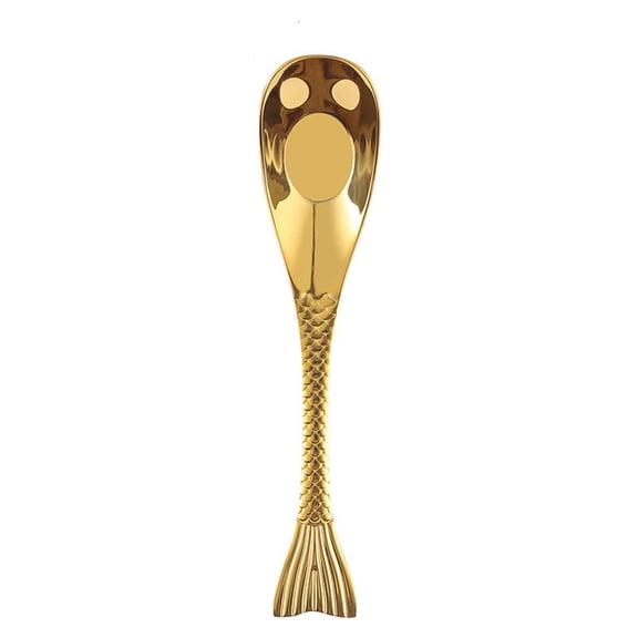 RuiJiao 304 Stainless Steel Korean Soup Spoon 6.5 Inch, Heavy Duty Long Handle Rice Spoons, Creative Fish Tail Design, Dishwasher Safe Multi-Purpose Utensils for Home Kitchen and Restaurant Use