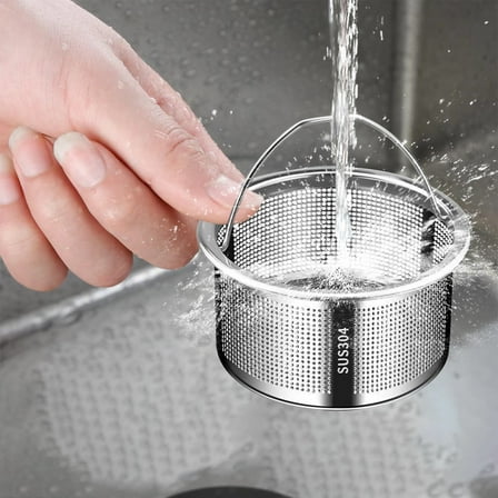 RuiJiao 304 Stainless Steel Sink Strainer Basket with Hook – Kitchen Drain Filter for Vegetables, Fruits, Debris, Over-The-Sink Colander