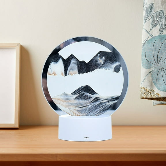 RuiJiao 360° Rotating Glass and Metal Sand Art Table Lamp with Dimmable RGB Color Changing, USB/Battery