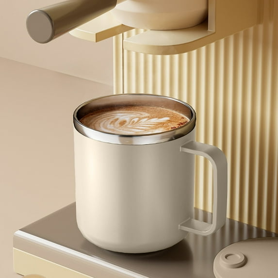 RuiJiao 400ml Insulated Stainless Steel Coffee Mug - Double Wall, Flat Lid Design, Ideal for Office Use, 304 Grade Stainless Steel