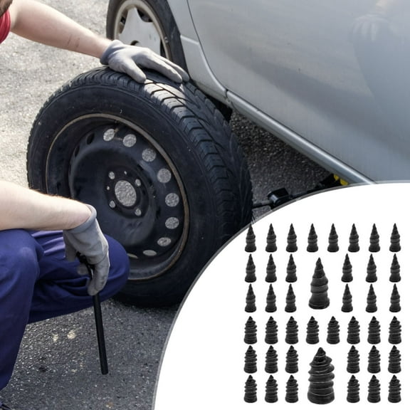 RuiJiao 40PCS Tire Repair Rubber Nail, Vacuum Tire Repair Kits Spiral Rubber Nails, Tire Screw Plug Fast Tool Self Service Tire Repair Nail for car, Motorcycle, Truck, Tractor Tire Puncture Repair