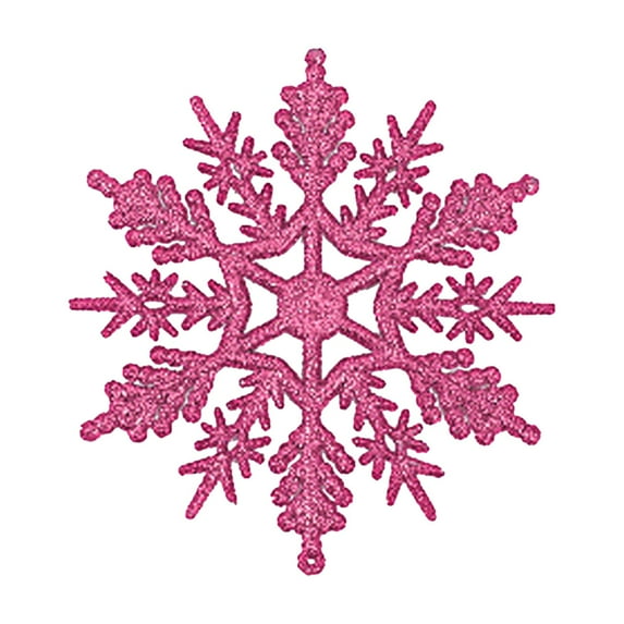 RuiJiao 48Pcs Colorful Glittering Plastic Snowflake Christmas Tree Decorations, 7.5cm Holiday Ornaments for Home, Party, Festive Winter Decor with Warm Atmosphere (As Shown)