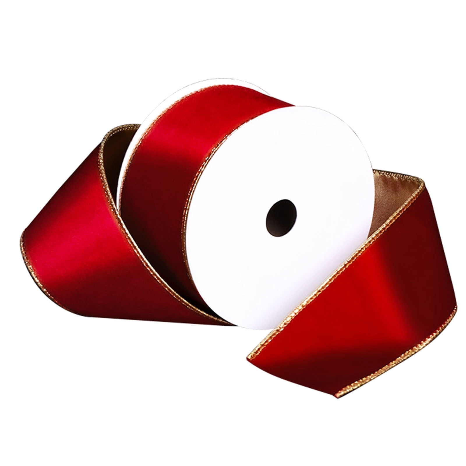 RuiJiao 2.5in Red Velvet Wired Christmas Wired Ribbon with Gold Backside, Red and Gold Christmas Ribbon for Tree Decorations, Wreaths, Crafts, Home Decor, Gift Wrapping