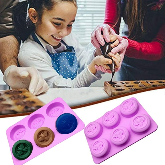RuiJiao 6 Cavity Bee Honeycomb Soap Mold Round Honeybee Silicone Molds for Handmade Soaps, Cupcake Baking, Chocolate, Dessert