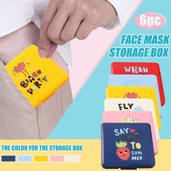 RuiJiao 6-Pack Portable Face Mask Storage Bags - Cute Design for Pollution Prevention, Keep Your Masks Fresh and Organized