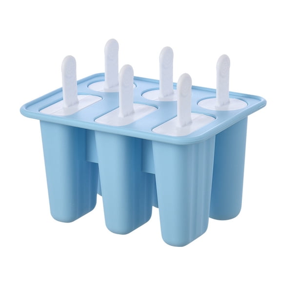 RuiJiao 6 Sets Food Grade Silicone Trays with Sticks, BPA-Free Ice Mold Maker for sicles, 3 Round and 3 Square Multi-Cell Design, Easy Release and Space Saving for Refrigerator, RV, Dorm