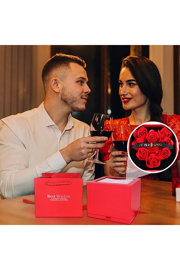 9 Hearts Engagement Ring Box for Proposal Promise, Red Roses Gifts, Heart Shaped Red Ring Box