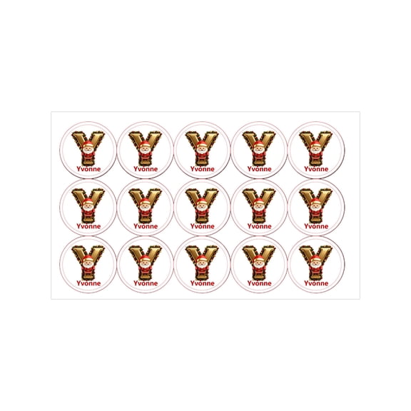 RuiJiao 90Pcs Personalized Christmas Stickers with Custom Names, Waterproof Holiday Gift Labels for Decoration (6 Initials, Durable Adhesive, Festive Designs), 90 Count ValuePcs