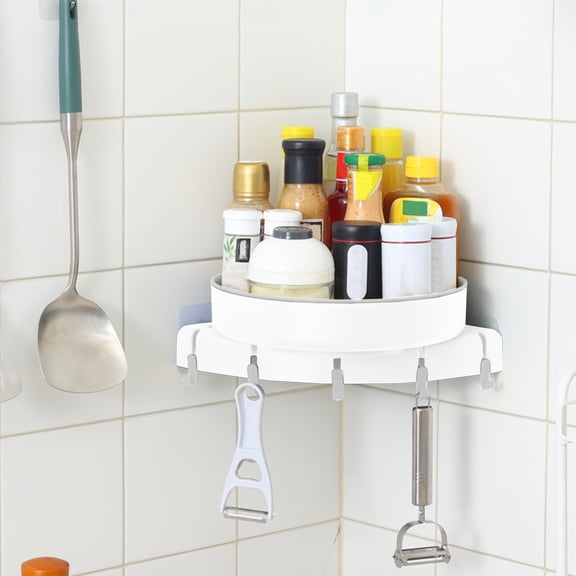 RuiJiao ABS Rotating Turntable Organizer Shelf,Wall Mounted/Free Standing 360° Swivel Storage Tray for Bathroom, Kitchen, Office, Space Saving, Easy to Clean (White/Green)