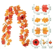 RuiJiao Artificial Maple Leaves with 36 Stems, Fade-Resistant Simulated Fall Decor for Home, Multicolor Autumn Pumpkin Vine Display