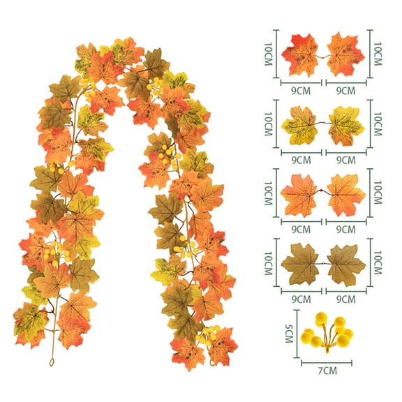 RuiJiao Artificial Maple Leaves with 36 Stems, Fade-Resistant Simulated Fall Decor for Home, Multicolor Autumn Pumpkin Vine Display