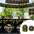 thumbnail image 1 of RuiJiao Black Graduation Party Paper Plates Set, 9 Pcs Disposable Tableware Kit with Napkins, Tablecloth, Banner for Decorations, 1 of 9