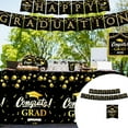 thumbnail image 1 of RuiJiao Black Graduation Party Paper Plates Set, 9 Pcs Disposable Tableware Kit with Napkins, Tablecloth, Banner for Decorations, 1 of 9