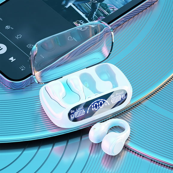 RuiJiao Bone Conduction Bluetooth Headset Wireless, Digital Display, Noise Cancelling, BT5.3, 58H Battery, Clip-On for Phone Computer, ABS Material, Multi-Color