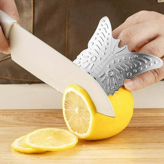 RuiJiao Butterfly Shaped Stainless Steel Kitchen Cutter - Multi-Function Finger Nail Protector, Vegetable Slicing Tool, Kitchen Safety Guard, Anti-Cut Finger Guard for Cooking
