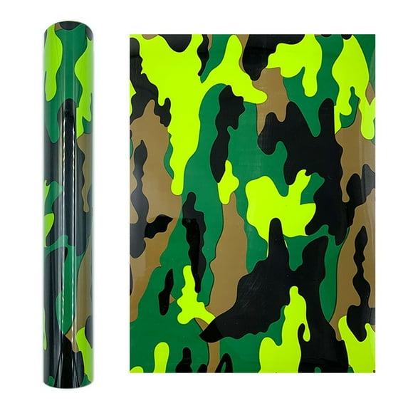 RuiJiao Camouflage Leopard Print Heat Transfer Vinyl,DIY Iron-On Clothing Printing Material for T-Shirts, Bags, Hats, 30x25cm PU Elastic Vinyl Sheet (12x9.84in)