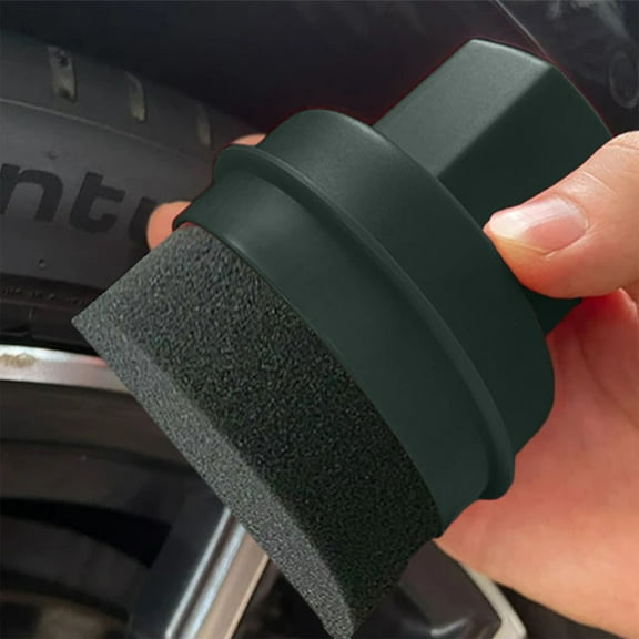 RuiJiao Car Tire Polishing Sponge Brush with Lid, High-Density Waxing Sponge, Curved Handheld Design for Easy Tire Care, Black/Red