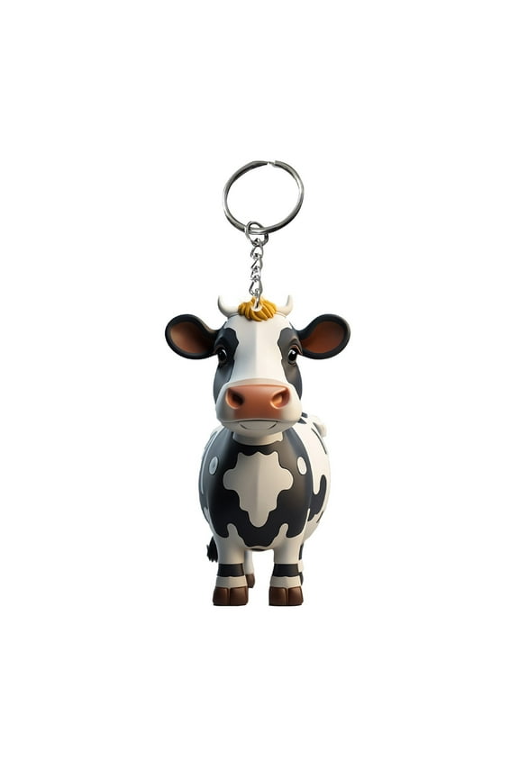 Cartoon Cute Car Keychain Creative Highland Cattle Acrylic Yak Key Holder, Cow Key Ring Car Accessories