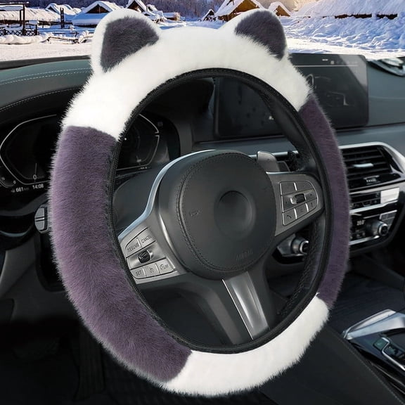 RuiJiao Cartoon Steering Wheel Cover Set, Not Stretch No Inner, Cute Steering Wheel Protector with Cat Ears for Women Girls Elastic Lovely Decor Car Accessories