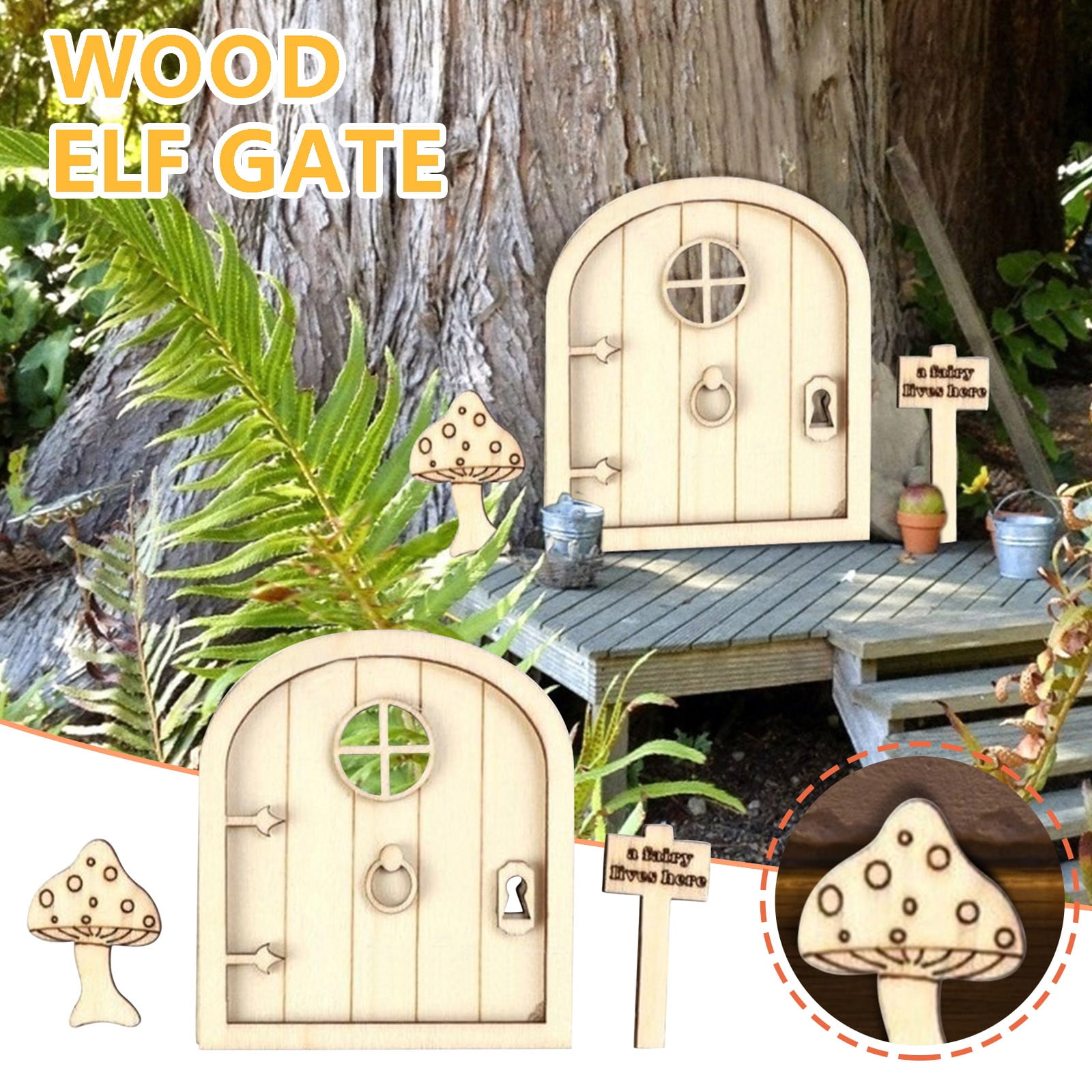 RuiJiao Charming Wooden Fairy Door Decor Whimsical Home Decorative — free download