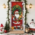 thumbnail image 1 of RuiJiao Christmas 3D Visual Door Cover Decoration, Multicolor Nylon and Spandex Holiday Party Backdrop for Festive Atmosphere, 35.83x79.92in Durable Reusable Santa Claus Gift Delivery Decor, 1 of 9