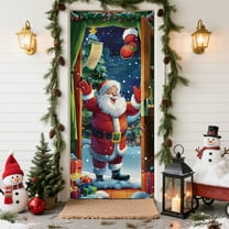 RuiJiao Christmas 3D Visual Door Cover Decoration, Multicolor Nylon and Spandex Holiday Party Backdrop for Festive Atmosphere, 35.83x79.92in Durable Reusable Santa Claus Gift Delivery Decor