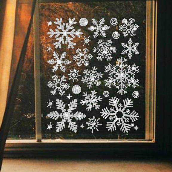 RuiJiao Christmas Snowflake Static Cling Window Stickers, Removable PVC Wall Decals for Holiday Home Decor, Office, Kitchen, Bathroom, Car (30x37cm)