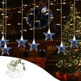 thumbnail image 1 of RuiJiao Christmas Star Curtain Light with Remote Control, 96 LED String Lights,11.5ft Clear Plastic Holiday Decor for Home Party, Indoor/Outdoor Decoration (8 Modes, Battery Powered), 1 of 7
