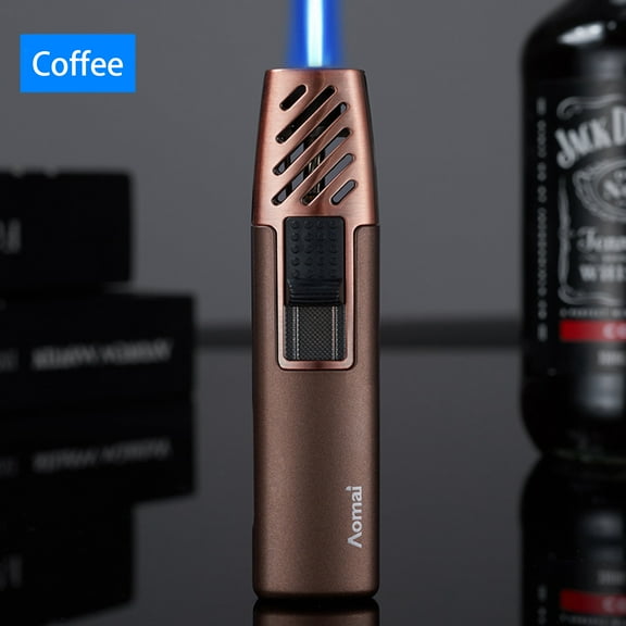 RuiJiao Cigar Lighter Double Jet Blue Flame ABS Aluminum Alloy Direct Injection Flameproof for Outdoor Barbecue Kitchen Baking Refillable Gas Torch