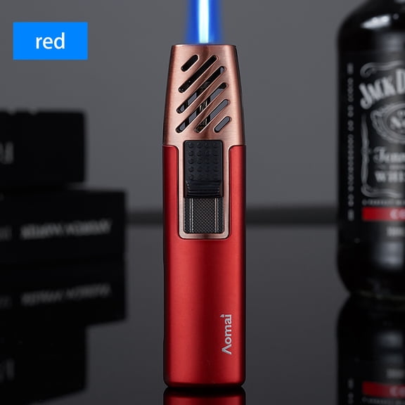 RuiJiao Cigar Lighter Double Jet Blue Flame ABS Aluminum Alloy Direct Injection Flameproof for Outdoor Barbecue Kitchen Baking Refillable Gas Torch