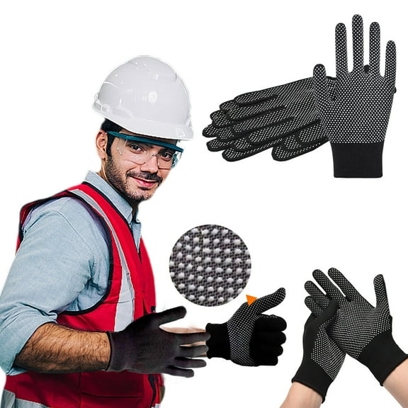 RuiJiao 2 Pairs Grip Safety Work Gloves Anti-slip Dots, Wear Counteractive And Breathable Labor Protection Gloves, for Garage Warehouse Construction Gardening Rocks Climbing