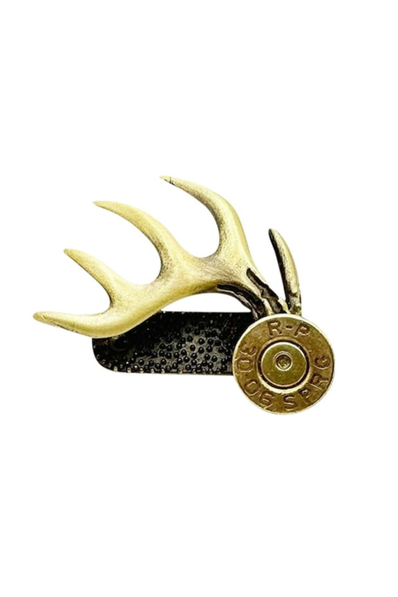Antler Brim Hat Clips - Brass Brim Hat Clips, Hunting Accessories Antler Hat Clips, Outdoorsman Metal Brim Clip, Brass Antler Hat Clip, Moose Style Brass Hat Clip for Adults