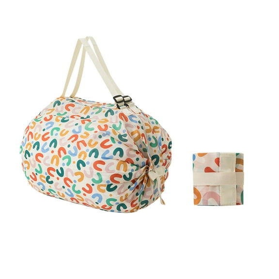 RuiJiao Large Capacity Reusable Shopping Bag - Foldable, Waterproof, and Durable Grocery Tote with Shoulder Strap for Travel and Daily Use