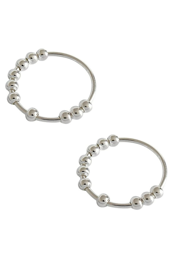 Stress Relief Fidget Rings for Women - Anxiety Bead Rings for Focus and Calm - 2 Pack, 1.4cm Diameter