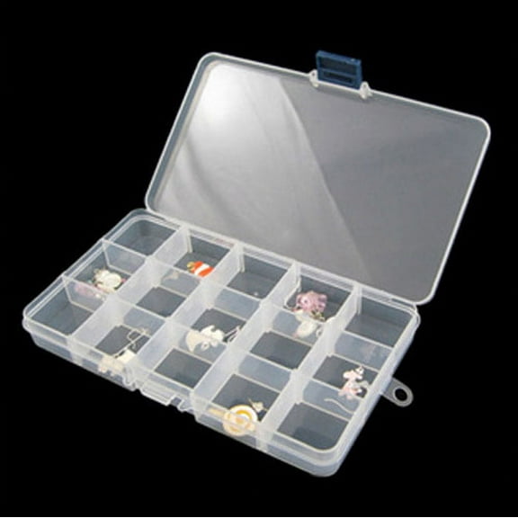 RuiJiao Transparent Jewelry Storage Case with 15 Compartments, Portable Organizer for Accessories
