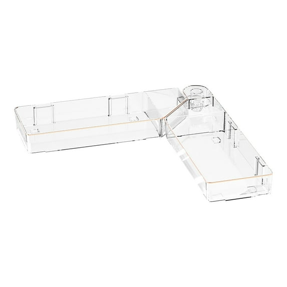 RuiJiao Corner Bathroom Counter Organizer, Clear Countertop Shelf Storage Rack, Cosmetic Perfume Tray Standing Holder, Skincare Sink Organizer for Vanity Kitchen